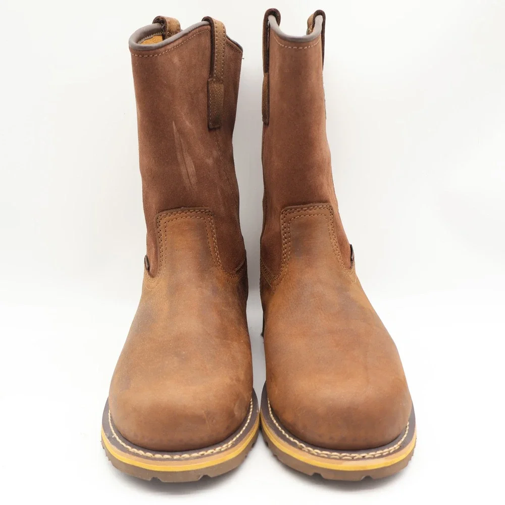 Carhartt Waterproof Pull-On Work Boot Mens 9 Brown Leather Soft Toe CMP1053